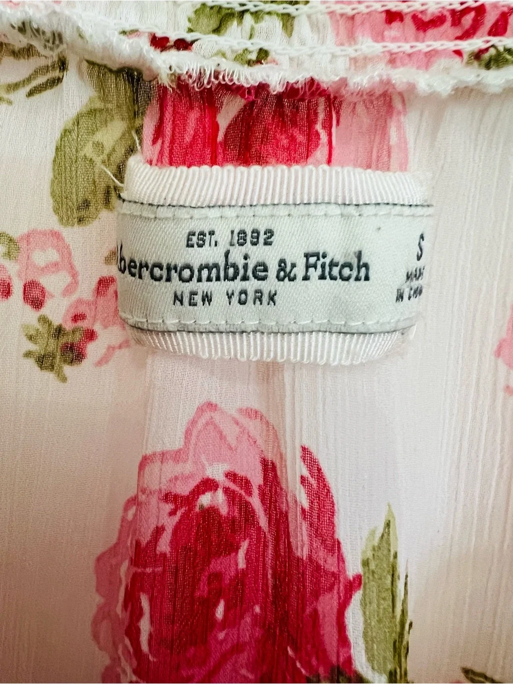 Abercrombie & Fitch Floral Ruffle Sheer Chiffon Smocked Blouse Top S NWOT